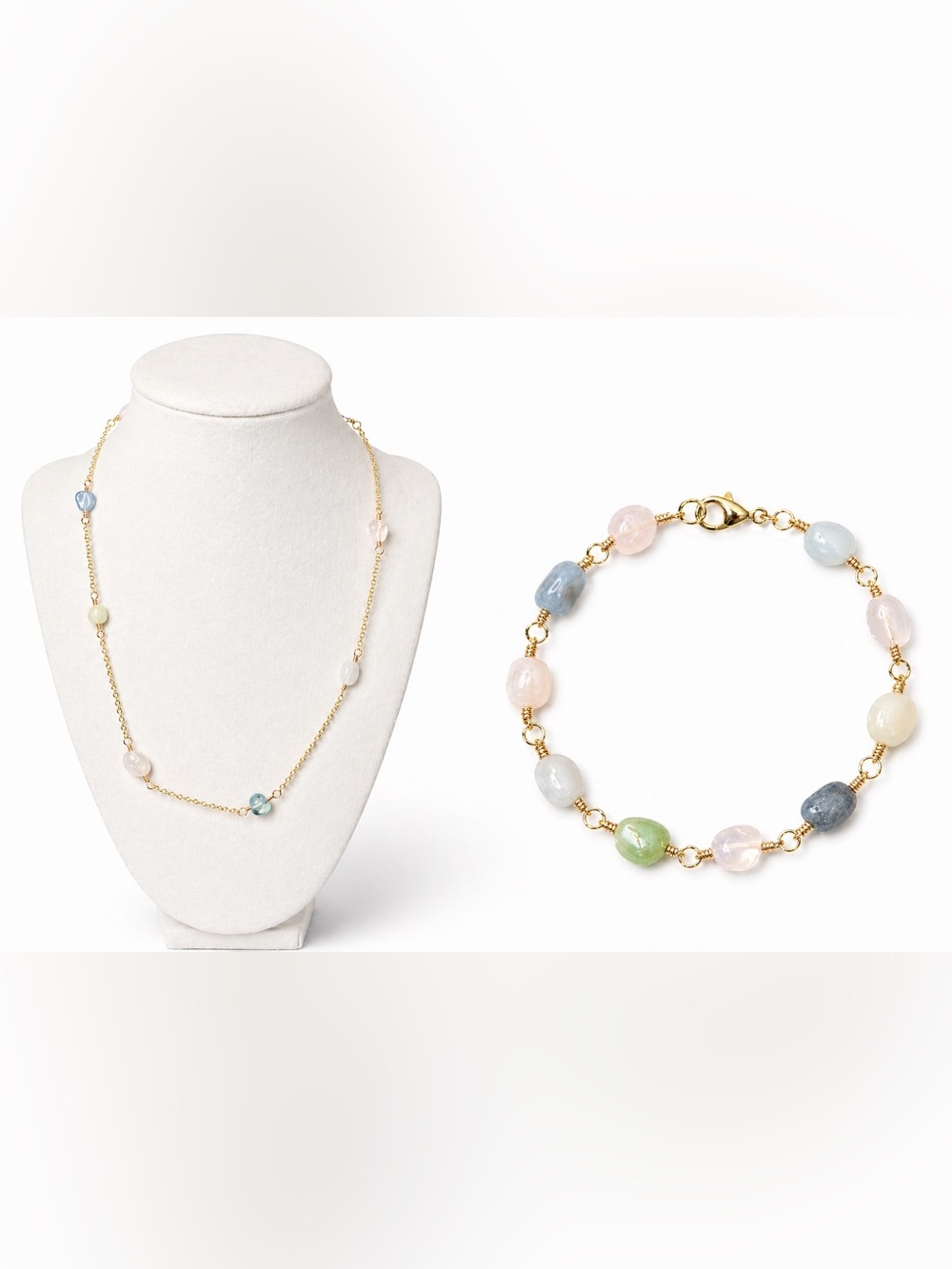 Handmade Morganite Necklace & Bracelet Set